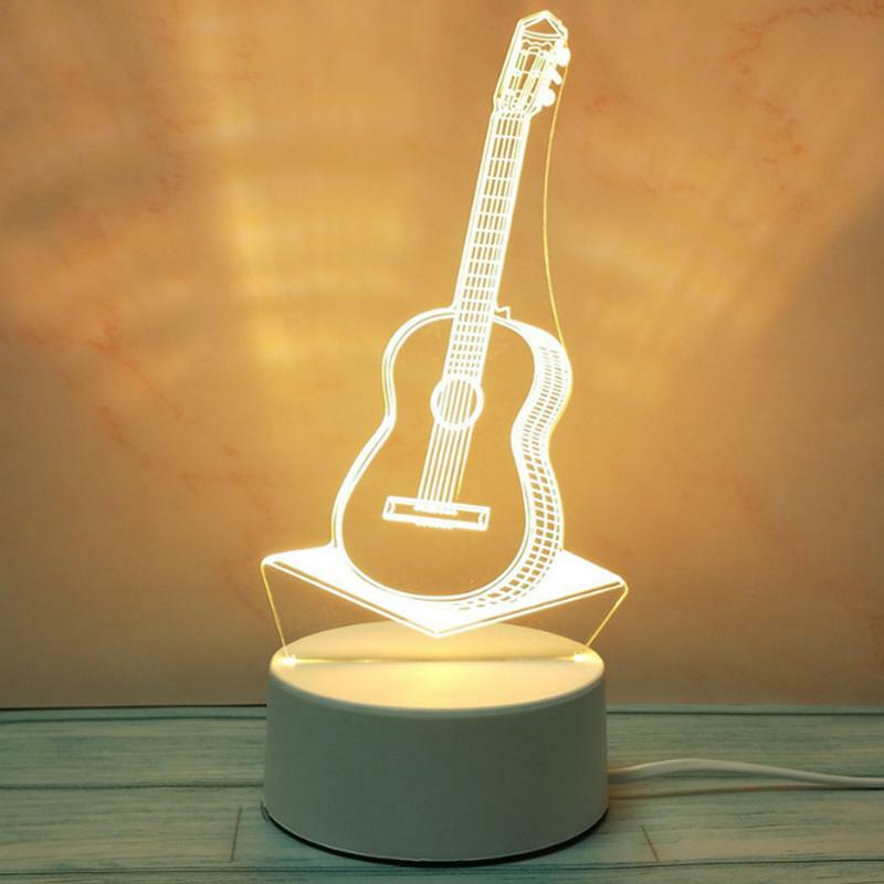 3D LED Night Light USB Chrome Small Table Lamp Hearts Novel Illusion Lamp Girl