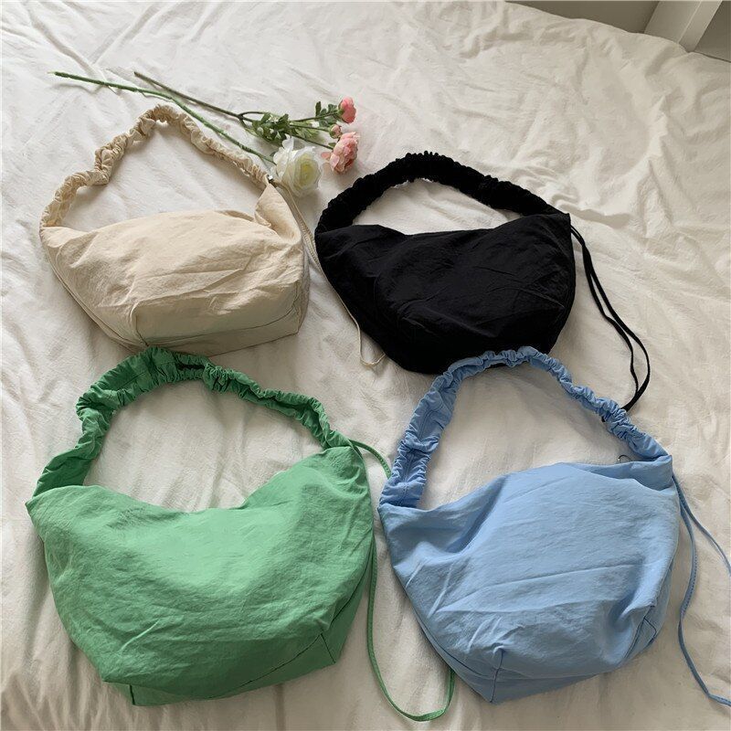 Shoulder Bag Nylon Large Dumpling Bag Pleated Shoulder Strap Handbag 22*12*24 CM