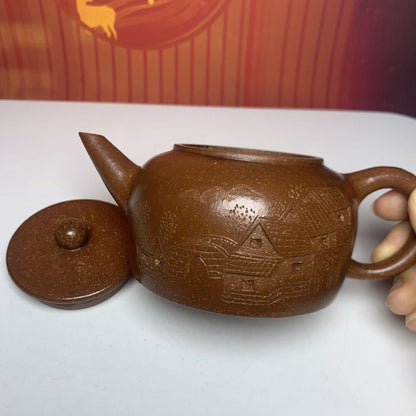 Vintage Chinese Yixing Purple Clay Teapot Zisha Ceremony Ceramic Landscape Rare
