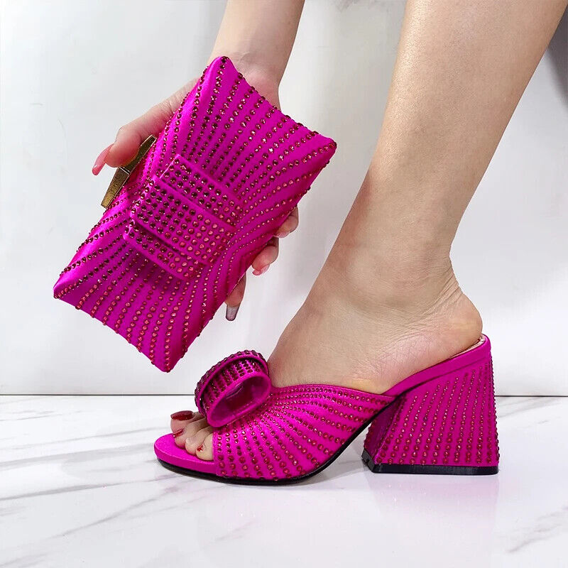 Shoe Bag Classic Style African Women's Round Toe High Heels For Wedding Party