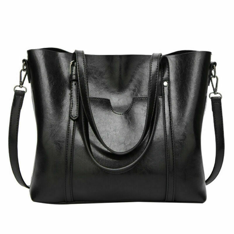 Women's Large Retro Handbag PU Leather Shoulder Bag Purse Messenger Tote Satchel