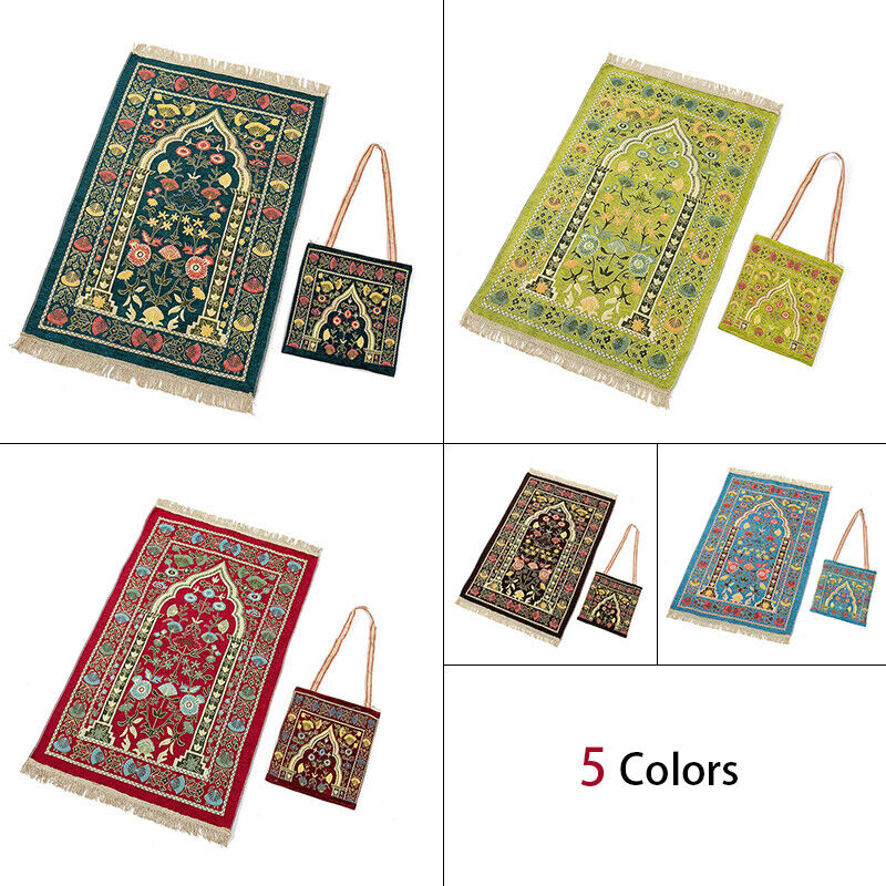 Pilgrimage Carpet Muslim Rug With Bag Kneeling Liturgical Blanket Worship Mat