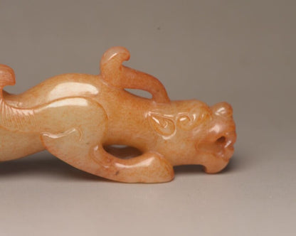 Chinese Old Natural Hetian Jade Hand Carved Beast Statue Antique Collectible Art