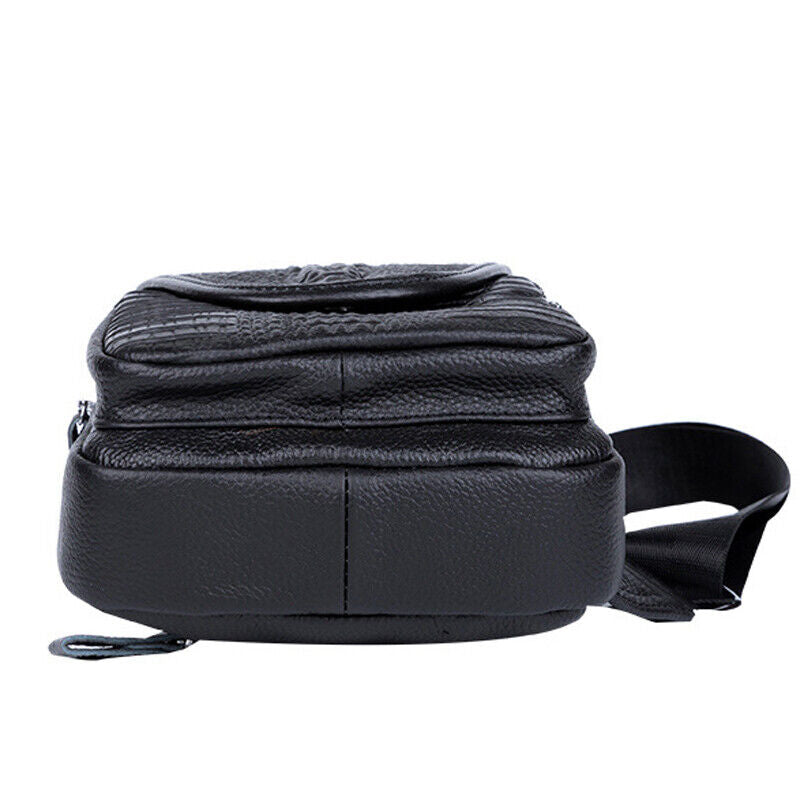 Sling Backpack 100% Genuine Leather Men's CrossBody Chest Bag Crocodile Daypack