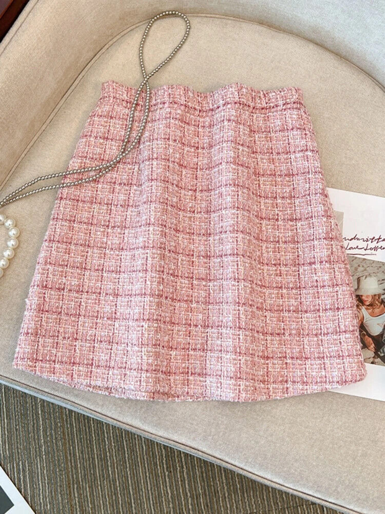 Autumn 2Piece Set Women Short Jacket Coat + Plaid Mini Skirt Suits