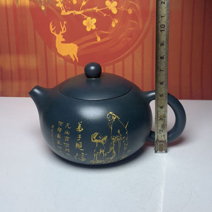 Vintage Chinese Yixing Purple Clay Teapot Zisha Ceremony Figure Story Teaware