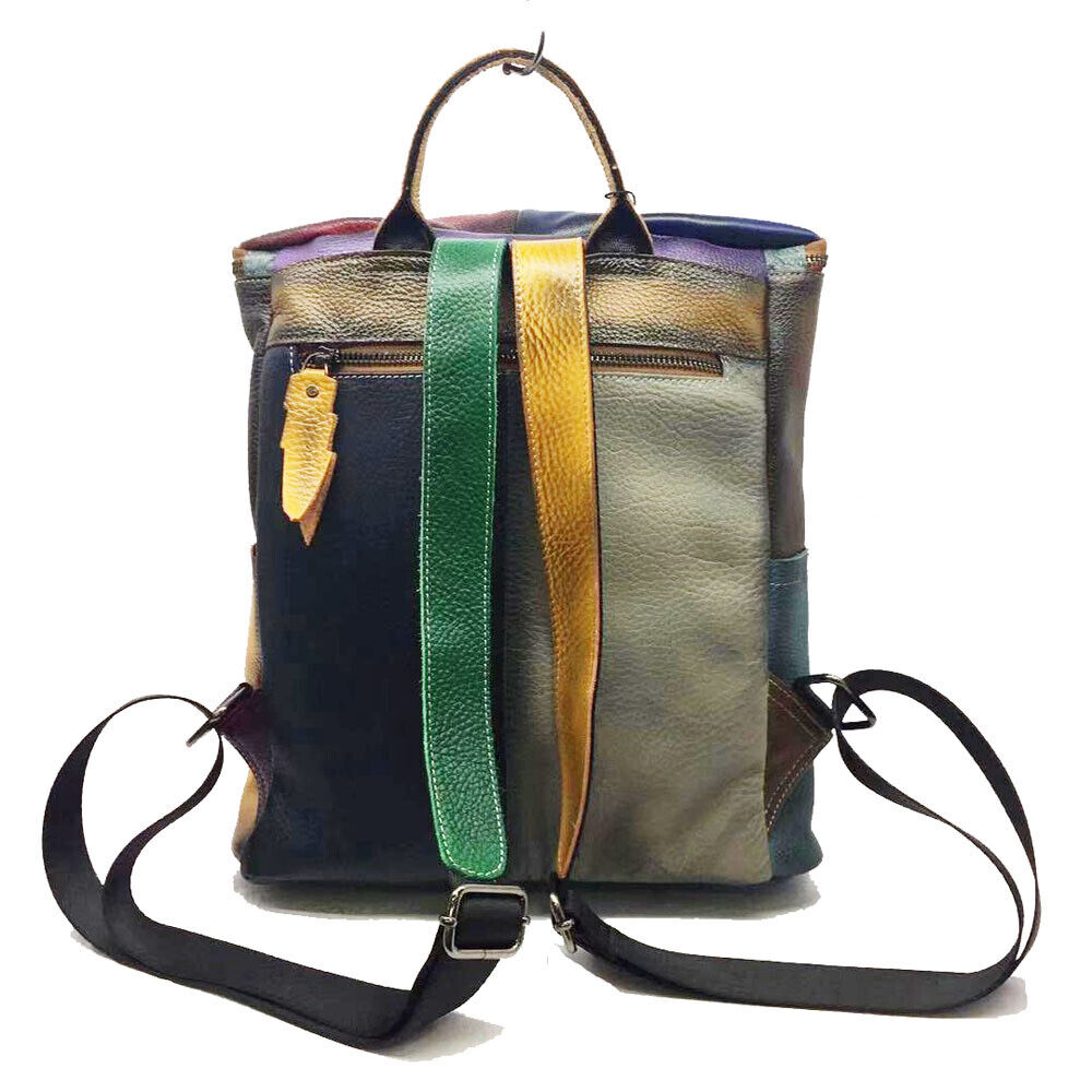 Women's Backpack, Designer Genuine Leather Multi-color Satchel Tote Shoulder Bag