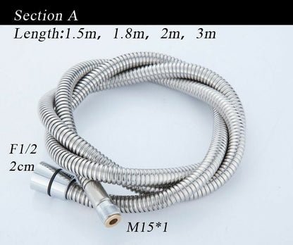 Stainless Steel Chrome Surface Pull Out Shower Pipes Kitchen Drain Faucets Hose