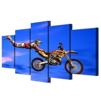 Motocross Limit Jumps Motorcycle Canvas Prints Painting Wall Art Home Decor 5PCS