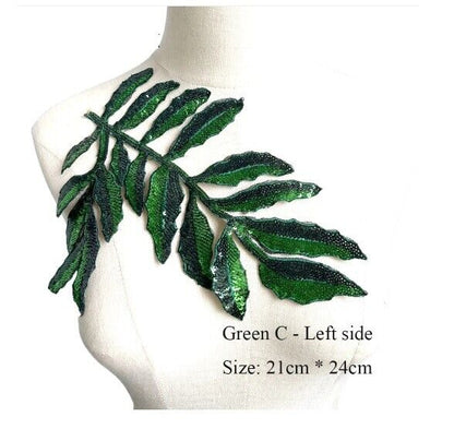 Clothing Applique Sew-On Patch Large Sequins Leaves Fashion DIY Jeans Decoration
