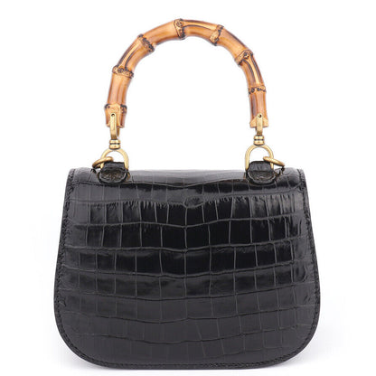 Handcrafted Real SiameseCrocodile Skin Leather Luxury Womens Small Handbag Black