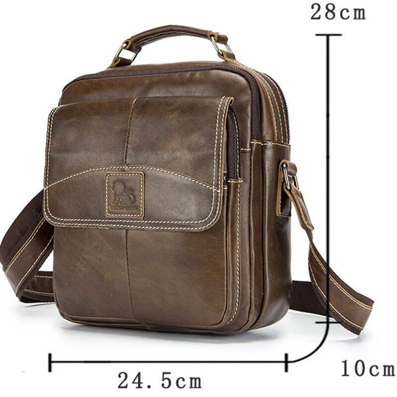 100% Genuine Leather Men's Sling Shoulder Messenger Bags 11" Handbags Cross Body