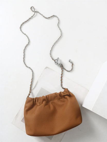 Small Mini Real Leather Clutch Purse Shoulder Bag Crossbody Adjustable Chain
