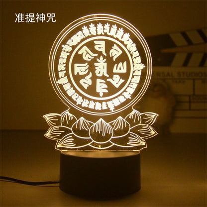 LED Night Light USB Buddha Lamp Shurangama Mantra Heart Sutra Attract Wealth