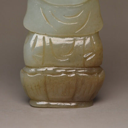 Chinese Antique Natural Hotan Jade Carving Guanyin Statue Pendant Jewelry Gift
