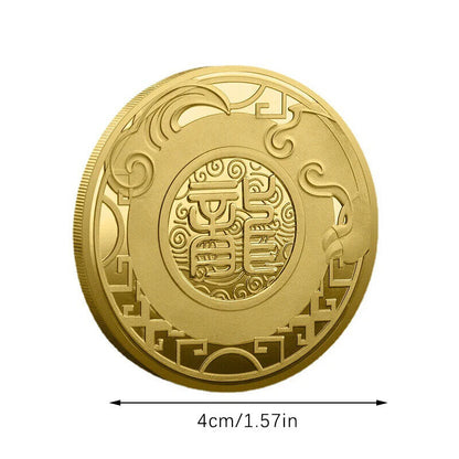 Commemorative Challenge Coins Iron Gold Silver Plated Chinese Style Dragon Decor