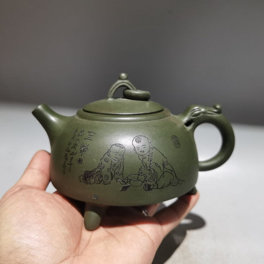 Chinese Yixing Zisha Clay Handmade Exquisite Kung Fu Tea Teapot 品名：环龙三脚壶 低款：周桂珍