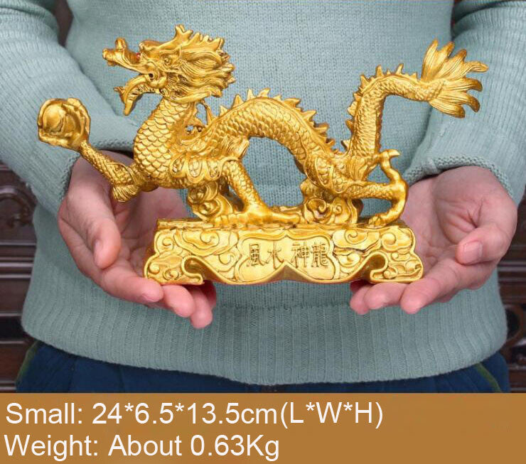 Feng Shui Chinese Loong Resin Figurine Statue for Luck & Success Gifts Dragon