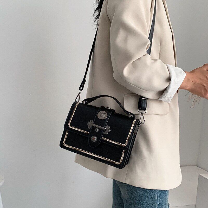 Female Casual Tote Bag Pu Leather Women's Handbag Rivet Shoulder Bags