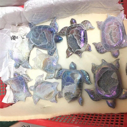 Tortoise Crafts Natural Crystal Angel Aura Agate Geode Healing Stones Home Decor