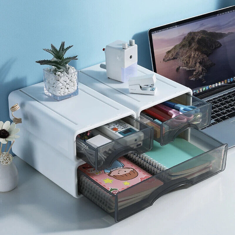 Desktop Storage Letter Plastic Gray Box Small Items Document Tray Home Organizer