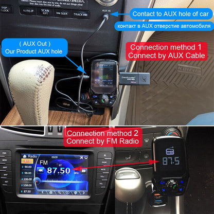 Wireless Car Bluetooth FM Transmitter Dual USB Charger Hands-Free Call 1.8 inch