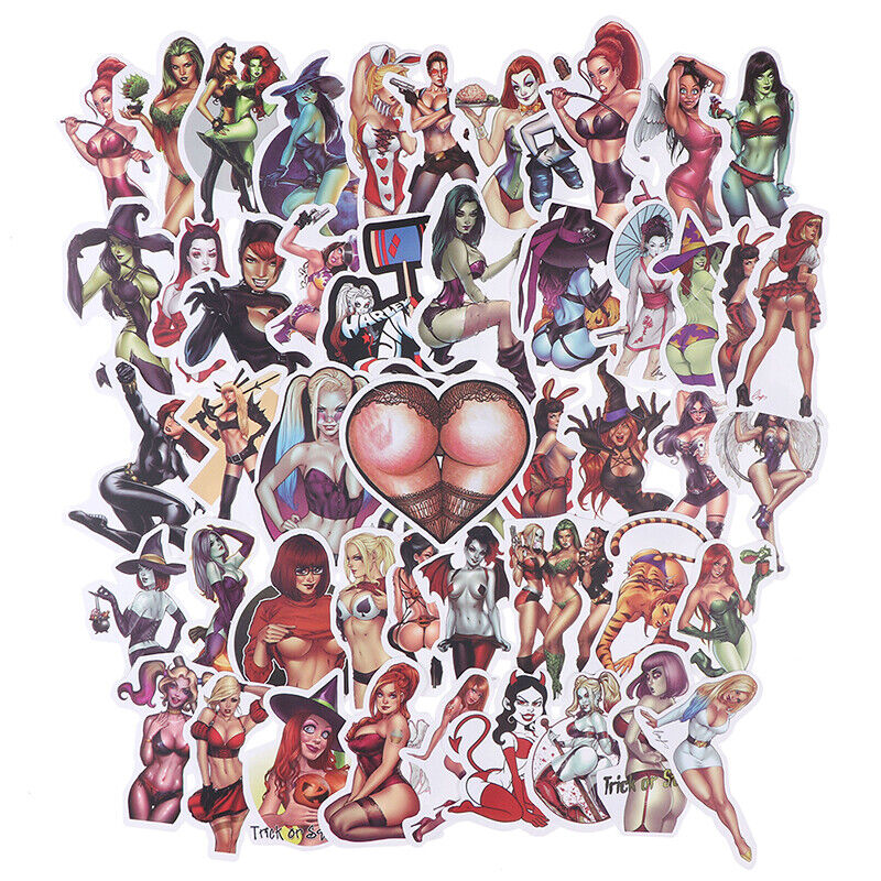 50Pcs/bag Pvc Waterproof Sexy beauty Girls Stickers For Skateboard Luggage DY-ca