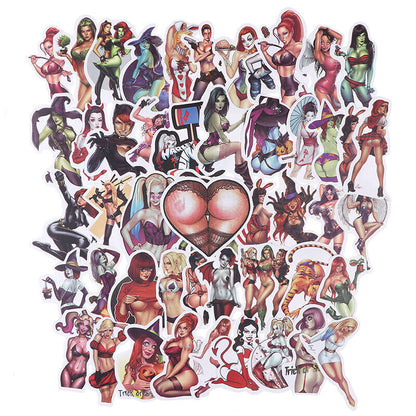 50Pcs/bag Pvc Waterproof Sexy beauty Girls Stickers For Skateboard Luggage DY-ca