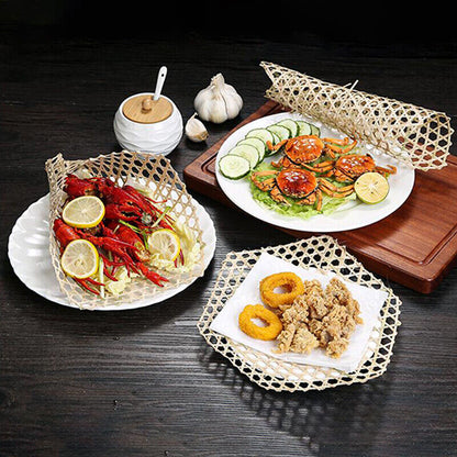 Bamboo Mesh Steamer Mat Plate Sushi Seafood Meat Woven Folding Basket Liners NEW