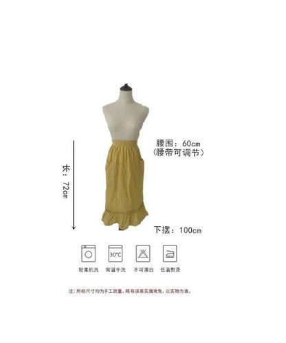 Half Length Apron Solid Color Bamboo Joint Cotton Cleaning Waist Skirt Han Style