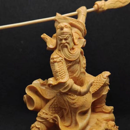 Guan Yu Statue Guan Gong Three Kingdoms Solid Wood CHINA Feng Shui Carving Home