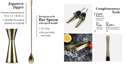 11Piece Cocktail Shakers Bar Sets Stainless Steel Bartender Tool Wine Mixer Kits