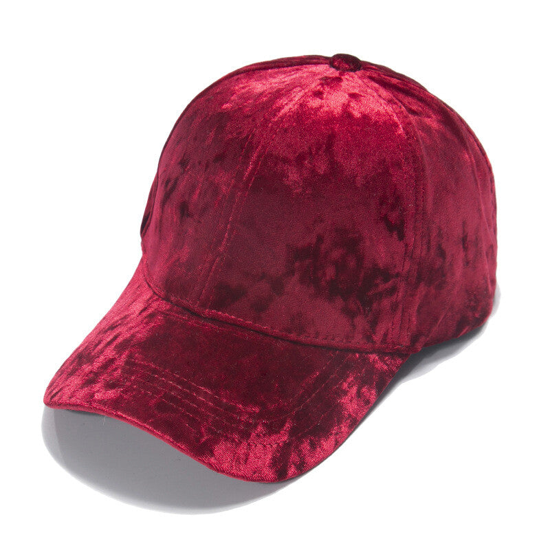 Lady Men Velvet Baseball Cap Solid Velour Sun Hat Adjustable Casual Outdoor Chic