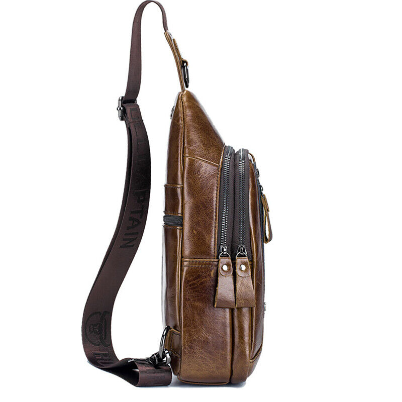 Sling Backpack ,Men's 100% Genuine Leather Outdoor CrossBody Bag Shoulder Bags