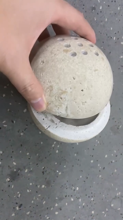 Incense Burner Holder 9 Holes Natural Marble Cave Stone Round Table Decor 10.5cm
