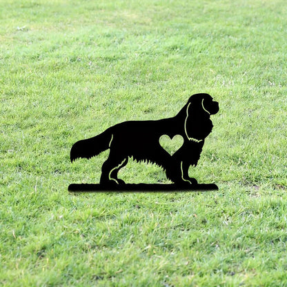 Dog Garden Stake Iron Art Silhouette Metal Yard Sign Courtyard Art Garden