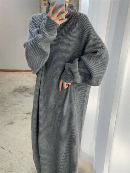 Women Dress Sweater Women Dress Thick Winter Dresses Turtleneck Black