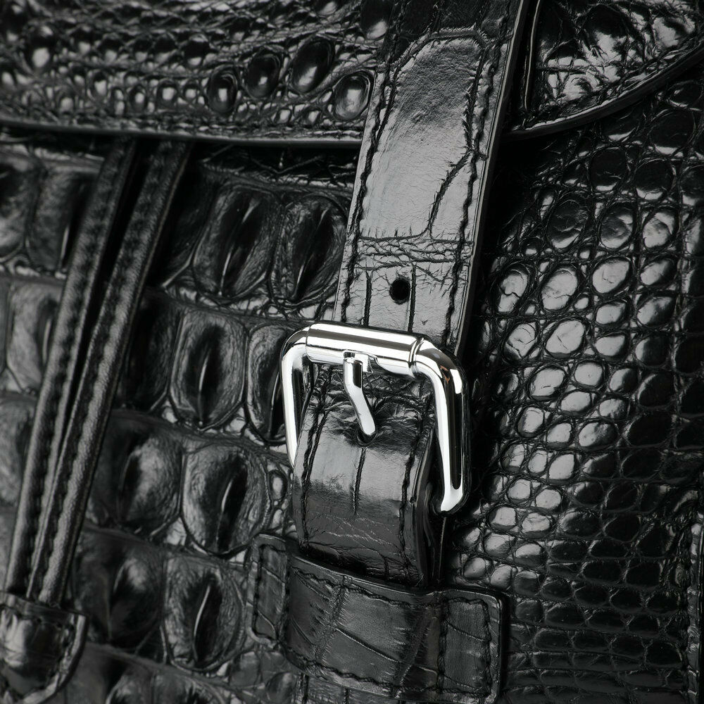 Handcrafted Alligator Crocodile Skin Leather Backpack Shoulder Bag Travel Bag