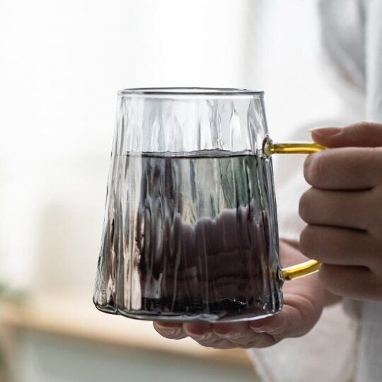 Glass Glacier Design Mug Big Coffee Mug with Handle Nordic Style Tea Mug 420 ml