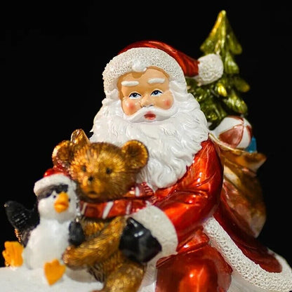 Christmas Ornament Resin Santa Claus Riding Polar Bear Statue Decor 25x11x23.5cm