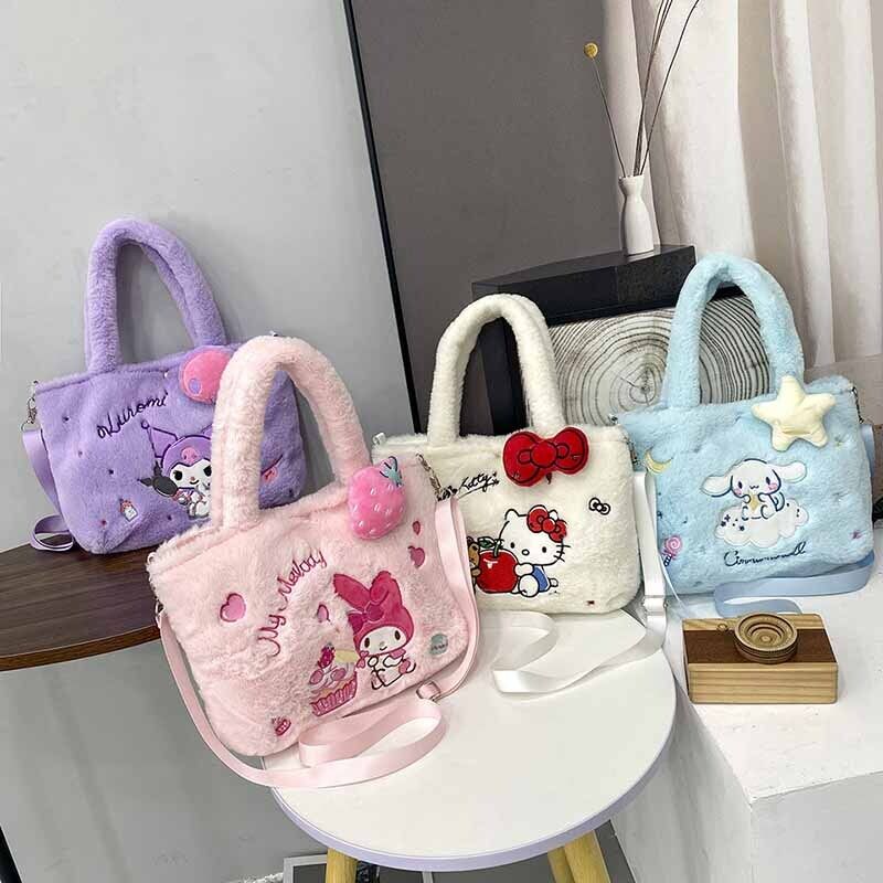 Hello Kitty Kuromi Melody Plush Handbag Crossbody Bag Girls' Plush Shoulder Bag