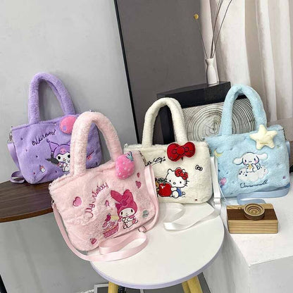 Hello Kitty Kuromi Melody Plush Handbag Crossbody Bag Girls' Plush Shoulder Bag