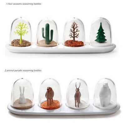 4Pcs/Set Creative Spice Jars Containers Storage 24.3x7.7x7.3cm Seasoning Bottles