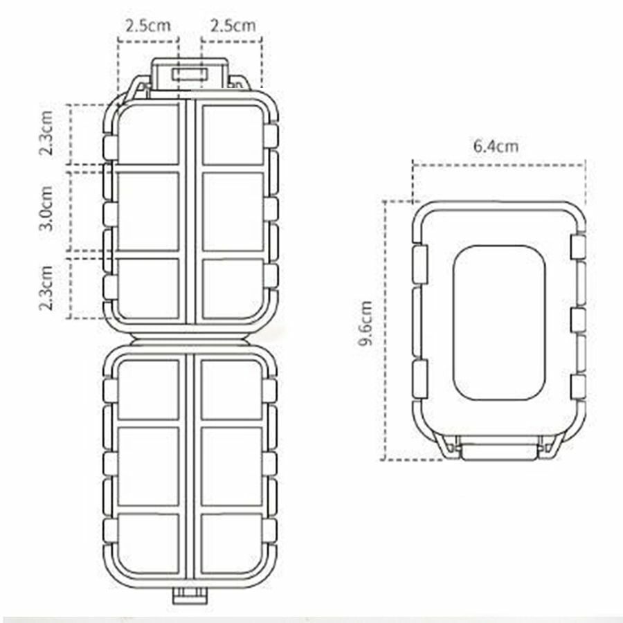 Pill Box 12 Grids Case Travel Medicine Tablet Dispenser Storage Plastic 10x7x3cm
