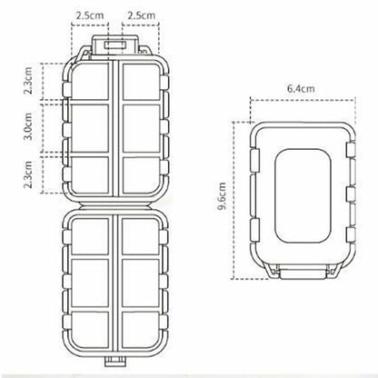 Pill Box 12 Grids Case Travel Medicine Tablet Dispenser Storage Plastic 10x7x3cm