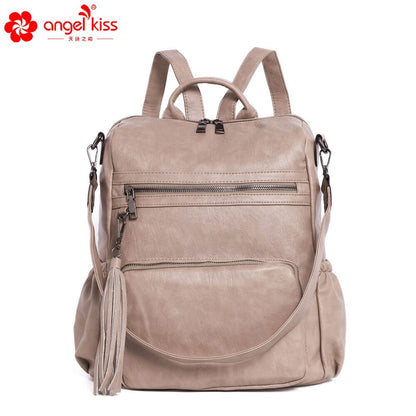 Angel Kiss Backpack for Women Soft Leather Large Travel Bags Sling Shoulder Bag