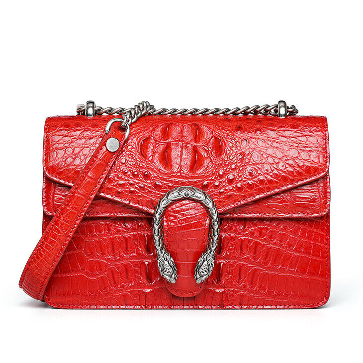 Handcrafted Real AlligatorCrocodile Skin Leather Luxury Women Sling Shoulder Bag