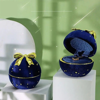 Jewelry Box Round Plastic Alloy Velvet Bow Rings Pendant Packaging Boxes 7x7x6cm