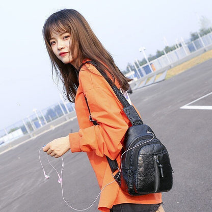 Women Chest Bag Soft PU Leather Crossbody Bags Bags Travel Backpack
