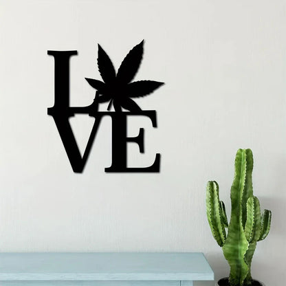 1pc Metal Marijuana Pot Leaf Art Wall Decor, Love Weed Metal Wall Decor, Metal